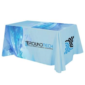 Flat All Over Dye Sub Table Cover - 4-sided, fits 6' table - Made Of 100% Premium Quality Polyester (5 Oz. /Sq. Yard) | Fits Table Size: 72" W x 29" H x 30" D | Covers Four Sides Of A 6 Foot Standard Table | Only Available On White Polyester Base Color Table Cover | Rounded Corners | Washable | Flame Retardant NFPA 701 Standard | Easy To Store And Ship