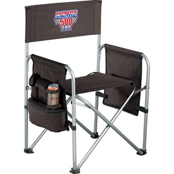 Game Day Director's Chair - CLOSEOUT! Please call to confirm inventory available prior to placing your order!<br />Our Game Day Director's Chair folds flat for easy storage, and its sturdy steel frame and 600d polyester allow for a more upright seating position. This chair is great for any occasion, from the sidelines to the front porch.