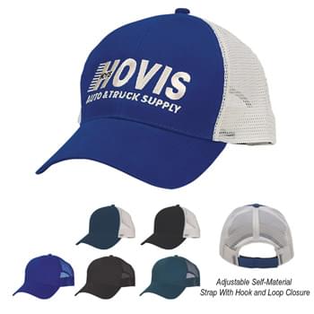 Mesh Back Price Buster Cap - 100% Brushed Cotton Twill Crown | 6 Panel, Medium Profile | Structured Crown & Pre-Curved Visor | Mesh Back With Hook And Loop Closure