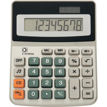 Dual Power Calculator - 8 Digit Display | Turn Sound On Or Off | Battery Included | Solar Power