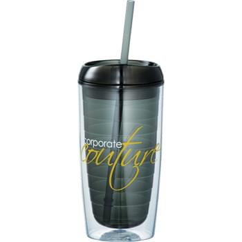 Vortex Tumbler 16oz - Acrylic. Some like it hot & some like it cold with this lid you can have both. Double-wall acrylic body with push-on thumb-slide lid. For hot and cold beverages. Acrylic straw with stopper for cold beverages. BPA free. 16oz.