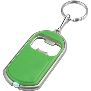 Bottle Opener Key Chain With LED Light - Slide Switch To Turn On/Off | Split Ring Attachment
