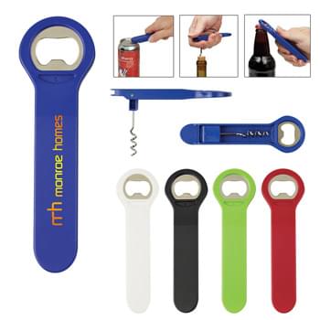 3-In-1 Drink Opener - Metal Bottle Opener   | Can Opener   | Cork Screw That Folds Away For Safety