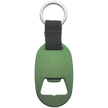 Metal Key Tag With Bottle Opener - With Strap And Split Ring