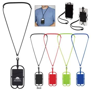 Silicone Lanyard With Phone Holder & Wallet - 14" Lanyard With 7" Holder | Holder Wraps Around The Corners Of Your Phone | Fits Most Smartphones | No Need To Remove Your Case, Silicone Will Stretch Over Most Phone Cases | Perfect For Carrying Identification, Room Keys, Cash Or Credit Cards | Silicone Material