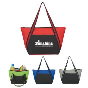 Non-Woven Insulated Kooler Tote - Made Of Combo: 80 Gram Non-Woven, Coated Water-Resistent Polypropylene And 600D Polyester | Foil Laminated PE Foam Insulation | 19" Web Carrying Handles | Front Pocket | Zippered Main Compartment | Spot Clean/Air Dry