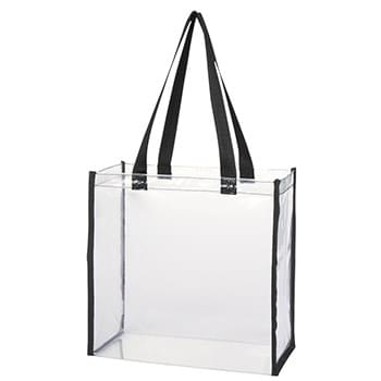 Clear Tote Bag - Made Of PVC Material | 22" Handles | Spot Clean/Air Dry | Meets CPSIA & Prop65 Limits for Lead, Heavy Metals, and Phthalates | Meets NFL Sizing Guidelines