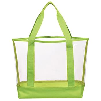 Clear Casual Tote Bag - Made Of PVC And 600D Polyester | 22" Handles | Spot Clean/Air Dry | Meets CPSIA & Prop65 Limits for Lead, Heavy Metals, and Phthalates