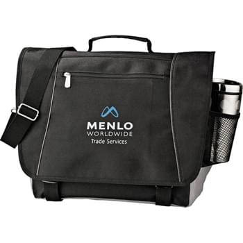 Verona Compu-Messenger - Large zippered main compartments can hold up to 15" laptop, accessories and documents. Zippered rear pocket for quick-access storage. Side mesh pocket fits beverage bottles. Additional storage on flap of zippered pocket.  Business organizer hides securely under flap. Detachable, adjustable shoulder strap.