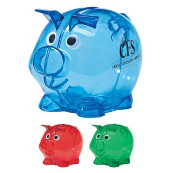Mini Plastic Piggy Bank - Removable Bottom Plug For Coin Retrieval