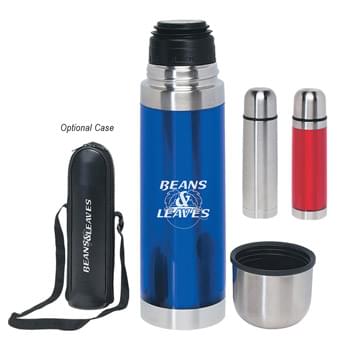 16 Oz. Stainless Steel Thermos - Double Wall Construction For Insulation Of Hot Or Cold Liquids | Screw On, Spill-Resistant Lid | BPA Free | Pop Up Lid For Pouring | Meets FDA Requirements | Hand Wash Recommended