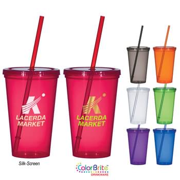 20 Oz. Economy Single Wall Tumbler - Single-Wall Polypropylene Cup | Matching Snap-On Lid And 9" Straw | Made In The USA | Meets FDA Requirements | BPA Free | Hand Wash Recommended