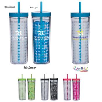 16 Oz. Color Changing Tumbler - Circles Change Color With Temperature | Comes With A Matching 9" Straw | Meets FDA Requirements | BPA Free | Hand Wash Recommended