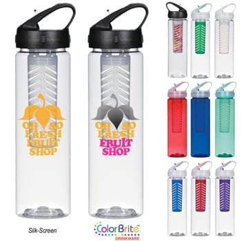 25 Oz. Fruit Fusion Bottle - Flavor Your Beverage With Your Choice Of Fresh Fruits Or Herbs | Made With PET Material | Made In The USA | Screw On, Spill-Resistant Sip Top Lid | Easy Carry Handle | Usable With Or Without Infuser Chamber | Meets FDA Requirements | BPA Free | Hand Wash Recommended