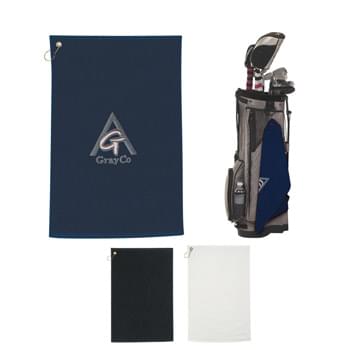 Golf Towel - 100% Cotton | Unfolded With Metal Grommet And A Hook