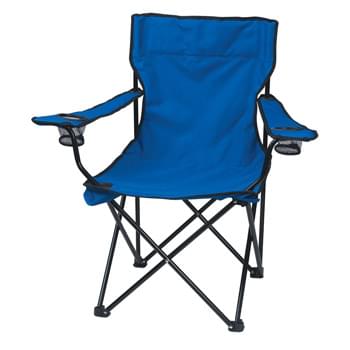 Folding Chair With Carrying Bag - Made Of 600D Nylon | 2 Mesh Cup Holders | 600D Nylon Carrying Bag With Shoulder Strap And Drawstring Closure | Steel Tubular Frame - Weight Limit 300 lbs.