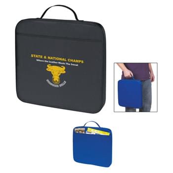 Stadium Cushion - Made Of Soft, Resilient PE Polyfoam Cushion Covered By 70D Polyester | Front Pocket | Web Carrying Handle