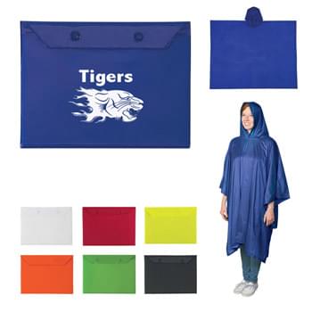 Adult Poncho - PVC Poncho And Plastic Snap Pouch | One Size Fits All | Great For Outdoor Events