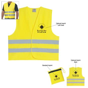 Reflective Safety Vest - One Size Fits Most | Zippered Pouch
