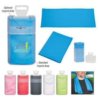 Sport Towel In Plastic Case - Made Of Soft PVA Material With A Mesh-Like Construction | Comes In A Clear Frosted Plastic Case For Easy And Convenient Storage | Towel Size Is Approximately 12" W x 32" L | Super Quick-Absorbing And Quick-Drying Towel | Reusable