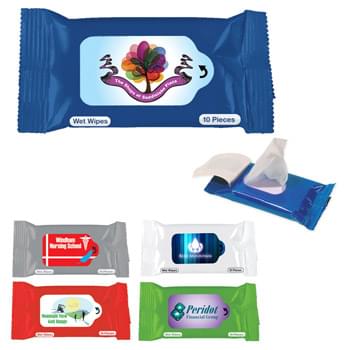 Wet Wipe Packet - Contains 10 Wipes | Meets FDA Requirements | Fits In Your Pocket Or Purse