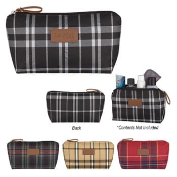 Soho Cosmetic Bag - Made Of Polyester Twill | Zippered Main Compartment | Leatherette Front Patch And Zipper Pull | Spot Clean/Air Dry