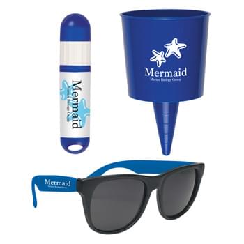 Beach-Nik&trade; Fun Kit - Pricing Includes a 1 Color Imprint in 1 Location on Each Item (4-Color Process Label on #9068) | Kit Includes: #49: Beach-Nik&trade;, #4000: Rubberized Sunglasses and #9068: Lip Balm And Sunstick