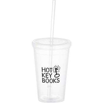 Iceberg 16-oz. Tumbler with Straw - USA-made double-wall tumbler with matching press-on lid and straw. Pthalate-free.  Non-Toxic and Lead-free.