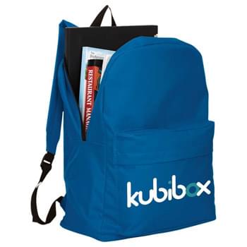 Buddy Budget 15" Computer Backpack - Zippered main compartment features padded laptop compartment that holds most 15" laptop computers. Large gusseted zippered front pocket with protective flap. Adjustable reinforced padded shoulder straps. Top carry handle. Media device not included.