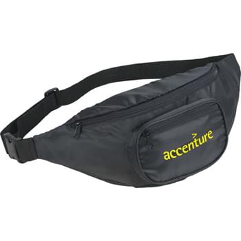 The Hipster Deluxe Fanny Pack - Zippered main compartment. Zippered front pocket. Hidden zippered pocket on rear. Adjustable waist strap with buckle for putting on.