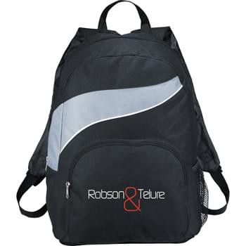 The Tornado Backpack - Large main zippered compartment. Zippered front compartment. Side mesh pocket. Double adjustable shoulder straps.