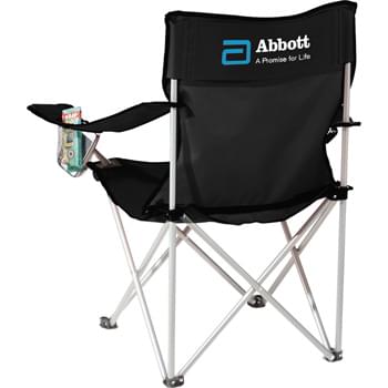Fanatic Event Folding Chair - Portable folding chair with arm rests and built-in cup holders. Includes matching carry case with shoulder strap.