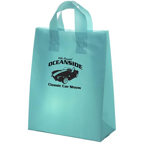 10 W x 5 x 12-7/8 H - Colorful Frosted Plastic Shopping Tote Bags 