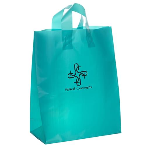 8 W x 4 x 9-7/8 H - Colorful Frosted Plastic Shopping Tote Bags 