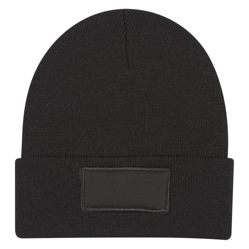 Patch Knit Beanie With Cuff