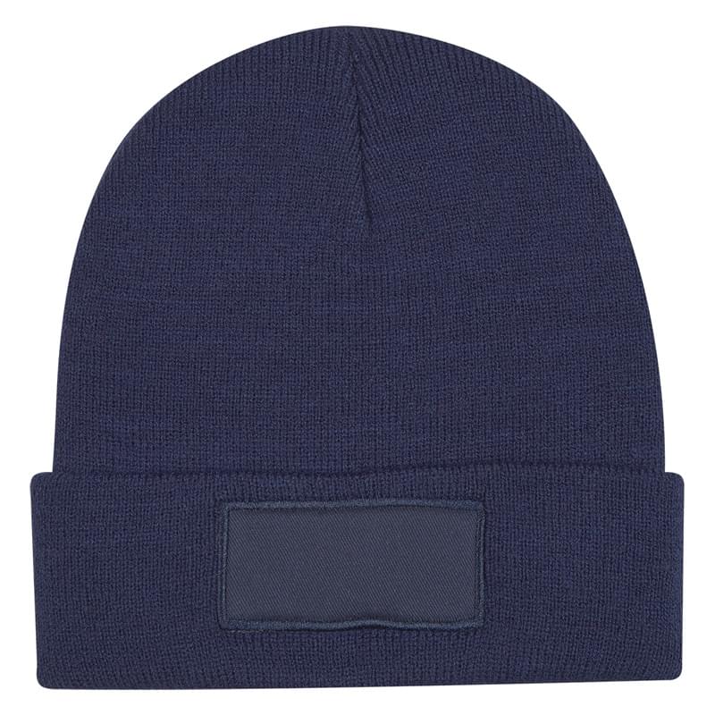 Patch Knit Beanie With Cuff