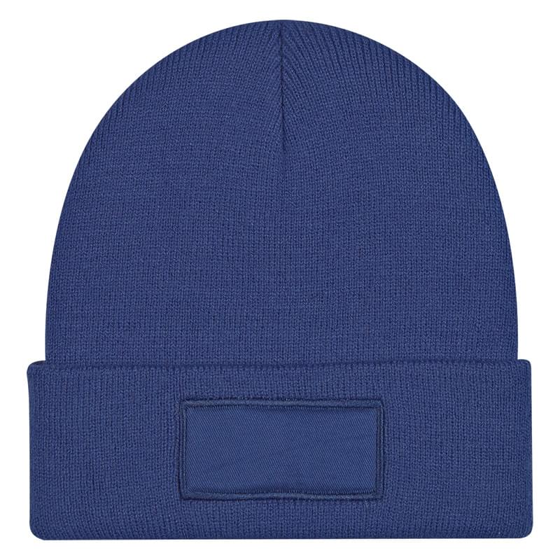 Patch Knit Beanie With Cuff