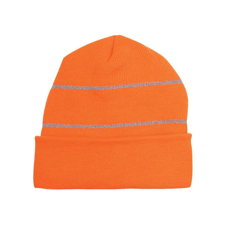 Knit Beanie With Reflective Stripes