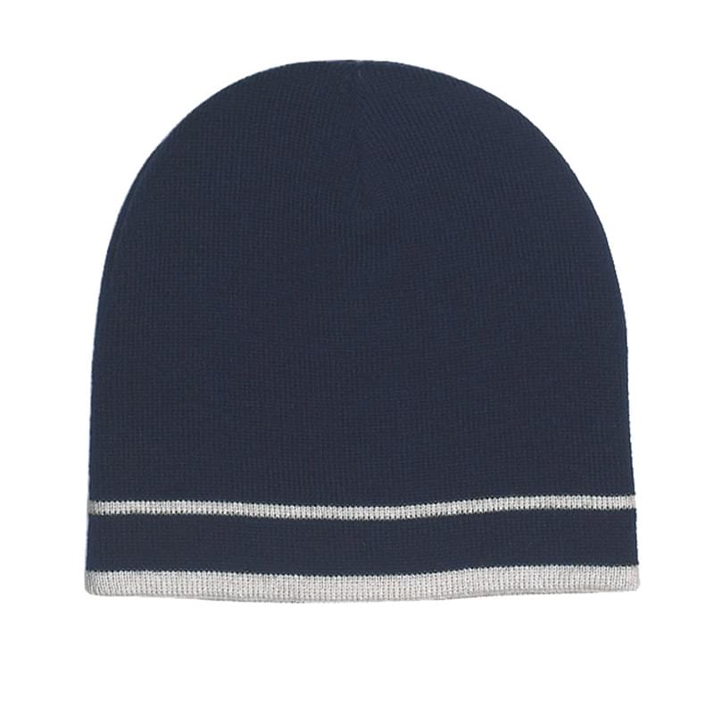 Knit Beanie With Double Stripe