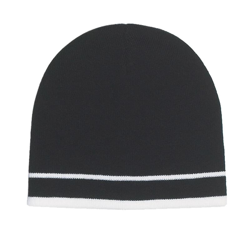 Knit Beanie With Double Stripe