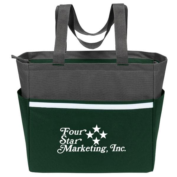 Two-Tone Accent Zip Tote