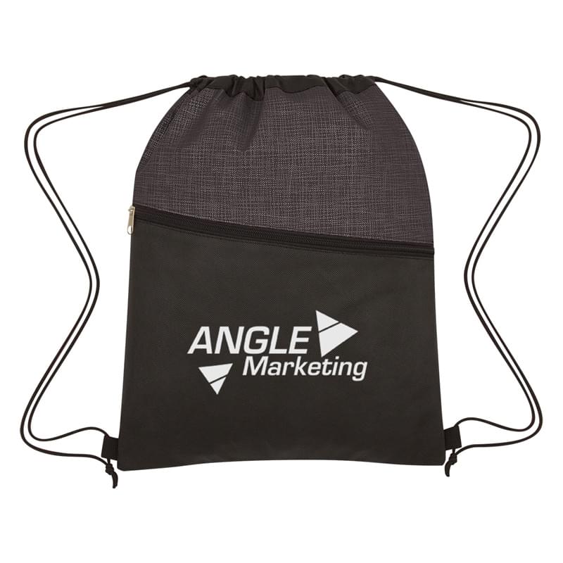 Crosshatch Two-Tone Non-Woven Drawstring Bag