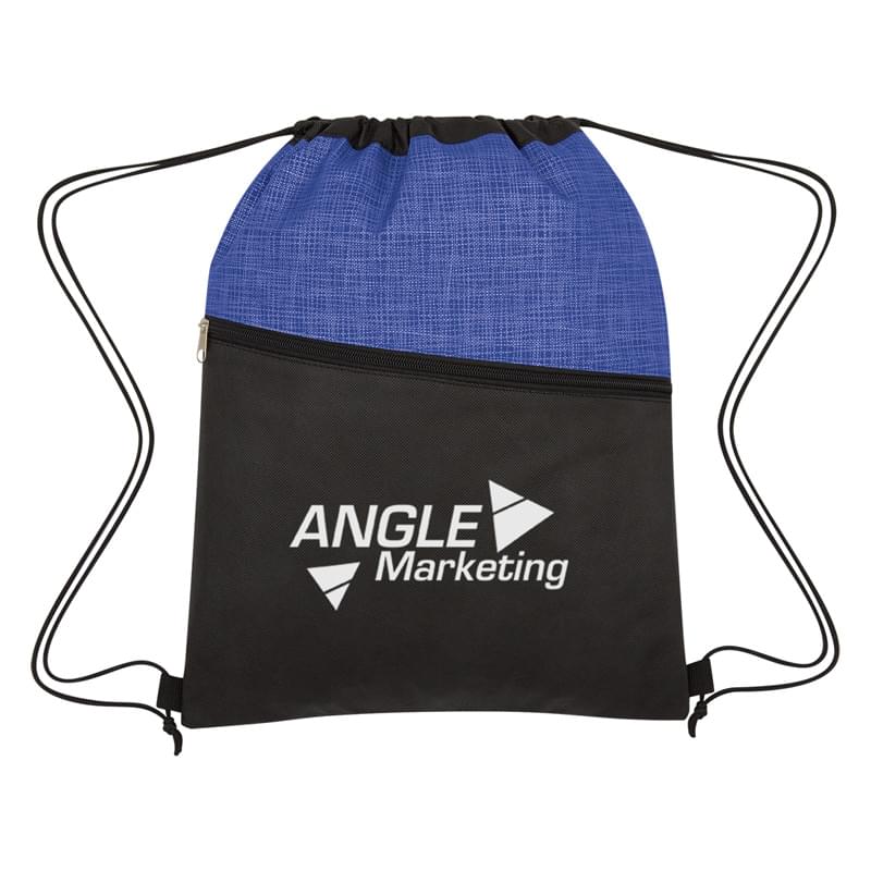 Crosshatch Two-Tone Non-Woven Drawstring Bag