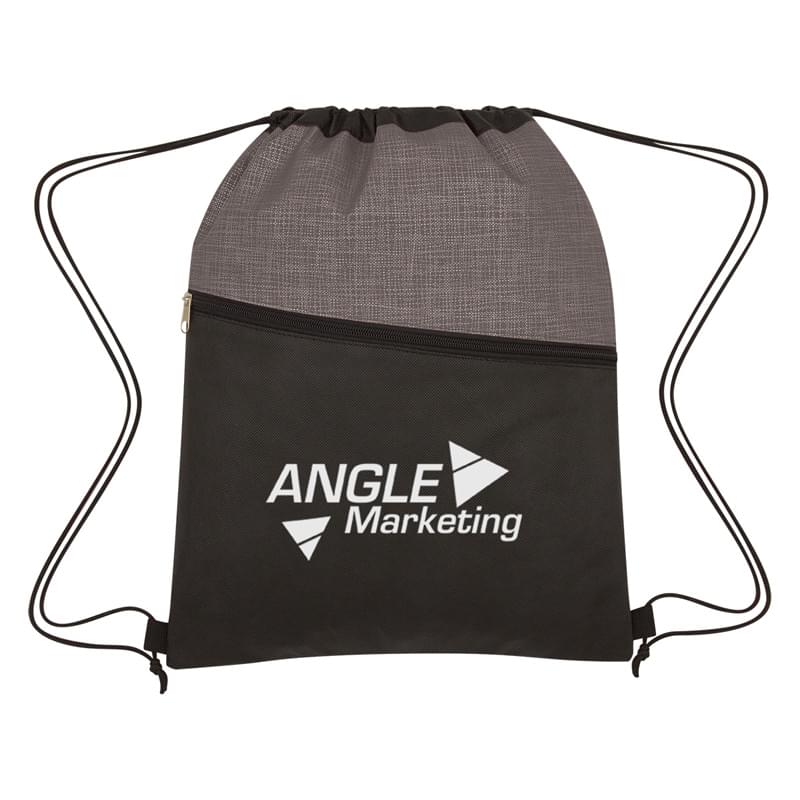 Crosshatch Two-Tone Non-Woven Drawstring Bag