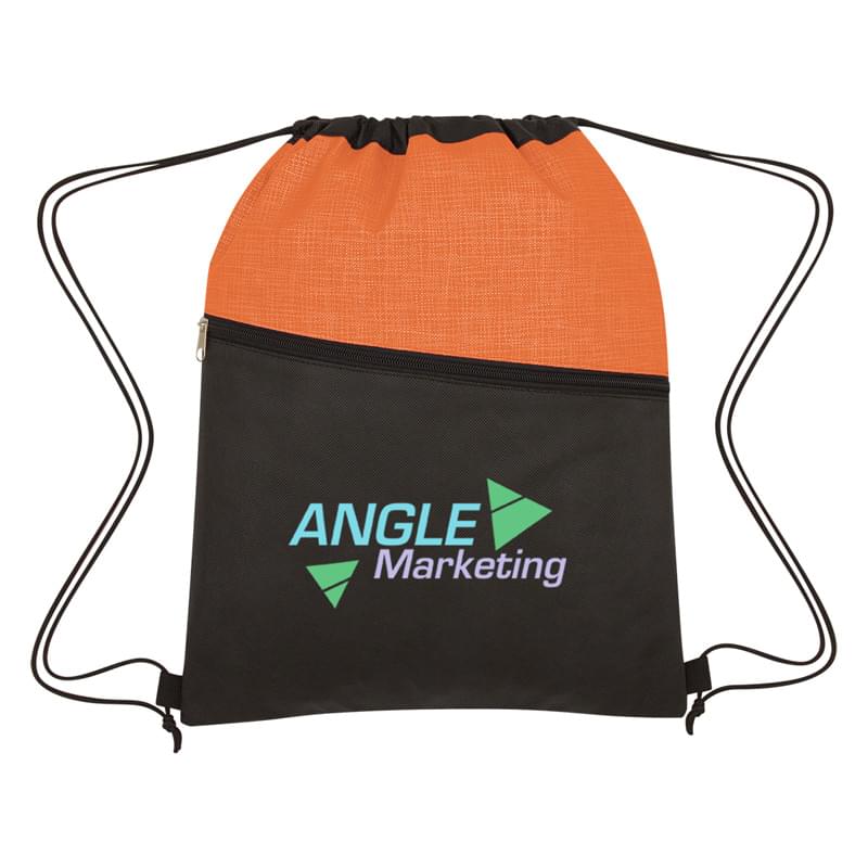 Crosshatch Two-Tone Non-Woven Drawstring Bag