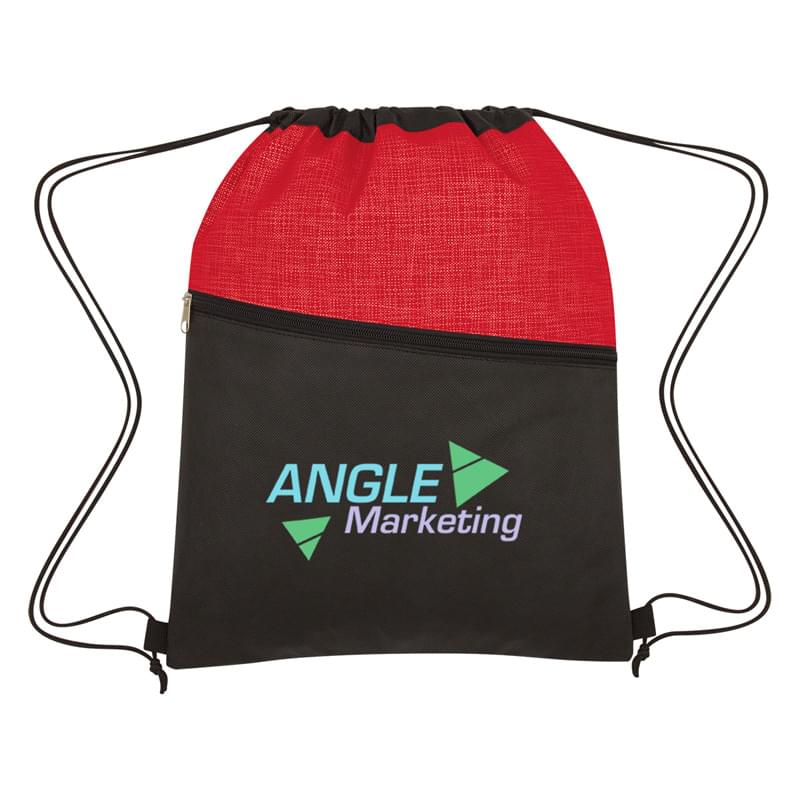 Crosshatch Two-Tone Non-Woven Drawstring Bag