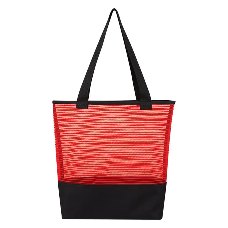 Sheer Mesh Pinstripe Tote Bag