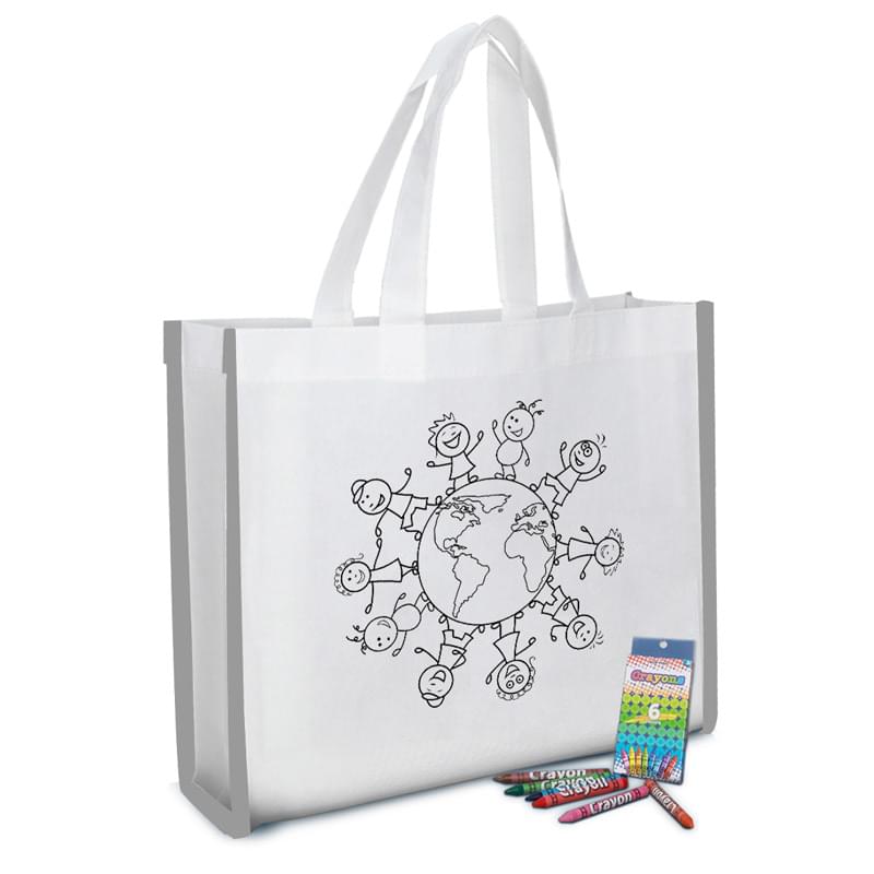 Reflective Coloring Tote Bag With Crayons