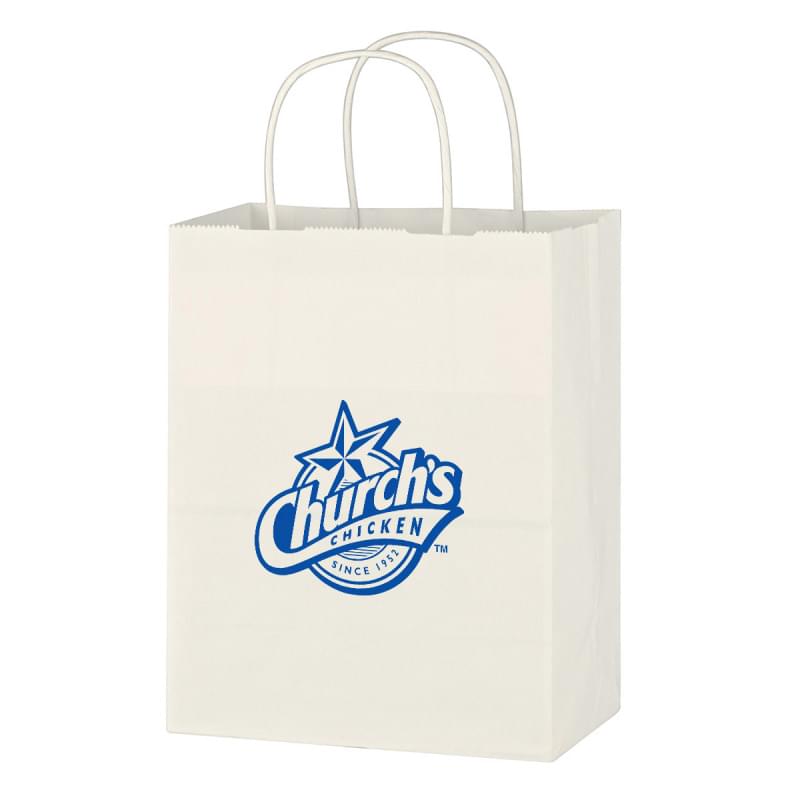 Kraft Paper White Shopping Bag - 8" x 10-1/4"