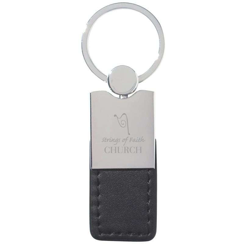 Metal/Simulated Leather Key Tag